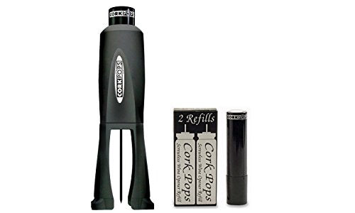 Cork Pops Legacy Wine Bottle Opener with 3 Refill Cartridges (Black)
