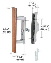 Load image into Gallery viewer, Sliding Glass Patio Door Handle Set with Internal Lock for Viking Doors, 3-15/16&quot; Screw Holes, Non-Keyed, Wood/Aluminum
