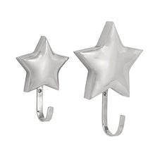 Load image into Gallery viewer, Deco 79 90883 Embossed Stainless Steel Star Wall Hooks, 6&quot; x 8&quot;, Silver
