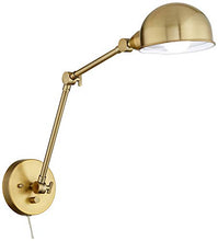 Load image into Gallery viewer, Somers Industrial Swing Arm Wall Lamps Set of 2 LED Antique Brass Metal Plug-in Light Fixture Half Dome Shades for Bedroom Bedside House Reading Living Room Home Hallway Dining - 360 Lighting
