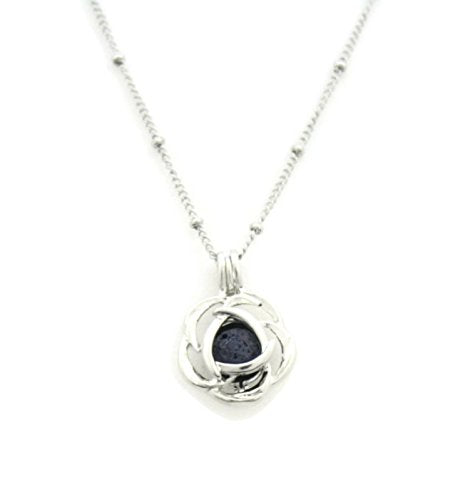 Blossom Silver Rose Essential Oil Diffuser Necklace- 18