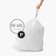 Load image into Gallery viewer, simplehuman Code P Custom Fit Drawstring Trash Bags, 50-60 Liter / 13-16 Gallon, White, 60 Count
