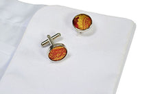 Load image into Gallery viewer, Paul Malone Necktie, Pocket Square and Cufflinks 100% Silk Gold Red Paisley
