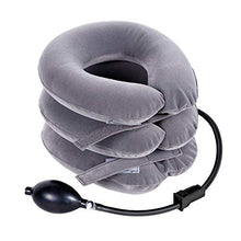 Load image into Gallery viewer, RAKZU Cervical Neck Traction Device Inflatable Adjustable Neck Collar Device for Neck Shoulder Back Head Pain Relief Inflatable Spine Alignment Pillow, Gray
