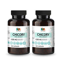 Chicory Capsules - Organic Chicory Root Herbal Supplement - Dietary Support for Digestive Function, Liver & Brain Health - Vegan - 1200mg, 2x100 Caps per Bottle