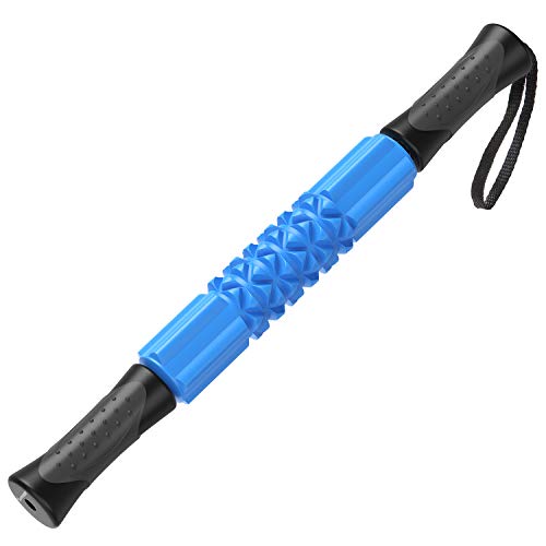 Handheld EVA Foam Muscle Roller Sticks for Relief Muscle Soreness, Cramping,Tightness,Soothing Cramps, Rub Muscle for Relief & Recovery (Blue)