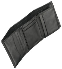 Load image into Gallery viewer, Guess Men&#39;s Leather Trifold Wallet, Black Plaque, One Size
