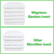 Load image into Gallery viewer, wegreeco Reusable Soft 4 Layers 12 Pack Bamboo Inserts for Baby Cloth Diaper,High Absorbing Washable Liners
