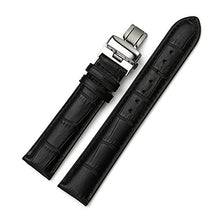 Load image into Gallery viewer, iStrap 22mm Calf Leather Padded Replacement Watch Band W/Push Button Deployment Buckle Black 22
