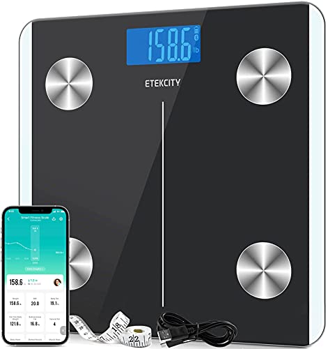 Etekcity Scales for Body Weight, Bathroom Digital Weight and Body Fat Scale for BMI, Rechargeable Smart Bluetooth Body Composition Analyzer, Sync Data with Other Fitness Apps