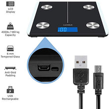 Load image into Gallery viewer, Etekcity Scales for Body Weight, Bathroom Digital Weight and Body Fat Scale for BMI, Rechargeable Smart Bluetooth Body Composition Analyzer, Sync Data with Other Fitness Apps
