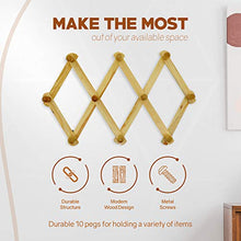 Load image into Gallery viewer, Set of 2 RAM-PRO Accordion Style Wood Expandable Rack Hat, Cap, Belt, Umbrella Coffee Mug Wall Wooden Pegs
