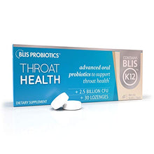 Load image into Gallery viewer, BLIS ThroatHealth Oral Probiotics, Most Potent BLIS K12 Probiotic Formula Available, 2.5 Billion CFU, Throat Immunity Support and Oral Health for Adults and Kids, Sugar-Free Lozenges, 30 Day Supply
