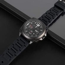 Load image into Gallery viewer, 24mm Black Silicone Rubber Watch Strap Band Stainless Steel Buckle for Fossil Watch
