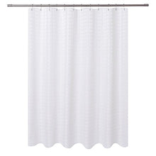 Load image into Gallery viewer, Barossa Design Fabric Shower Curtain White Hotel Grade, Water Repellent, Machine Washable, 71 x 72 inches Brick Geometric Dobby Pattern for Bathroom
