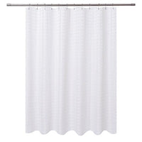Barossa Design Fabric Shower Curtain White Hotel Grade, Water Repellent, Machine Washable, 71 x 72 inches Brick Geometric Dobby Pattern for Bathroom
