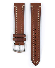 Load image into Gallery viewer, Hirsch Liberty Leather Watch Strap - Brown - L - 20mm / 18mm - Shiny Silver Buckle - Artisan Calf Leather Band
