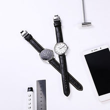 Load image into Gallery viewer, iStrap 22mm Calf Leather Padded Replacement Watch Band W/Push Button Deployment Buckle Black 22
