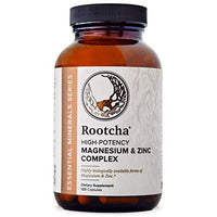 Potent & Pure Magnesium & Zinc - Natural Sleep, Immune, & Recovery Support - Fully Reacted Magnesium Citrate - Chelated Zinc Picolinate - by Rootcha | 120 Capsules