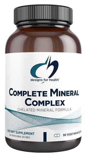 Designs for Health Complete Mineral Complex - Iron Free Multi Mineral Supplement, Chelated Minerals for Superior Absorption - Magnesium Malate, Zinc, Chromium, Selenium + More - Non-GMO (90 Capsules)