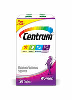 Centrum Multivitamin for Women, Multivitamin/Multimineral Supplement with Iron, Vitamin D3, B Vitamins and Antioxidant Vitamins C and E, Gluten Free, Non-GMO Ingredients - 120 Count