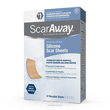 Load image into Gallery viewer, ScarAway Advanced Skincare Silicone Scar Sheets, Silicone Scar Sheets for Body Scar, Surgical Scar, Burn Scar, Acne Scar and Keloid Scar Treatment, 12 Reusable Sheets
