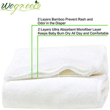 Load image into Gallery viewer, wegreeco Reusable Soft 4 Layers 12 Pack Bamboo Inserts for Baby Cloth Diaper,High Absorbing Washable Liners
