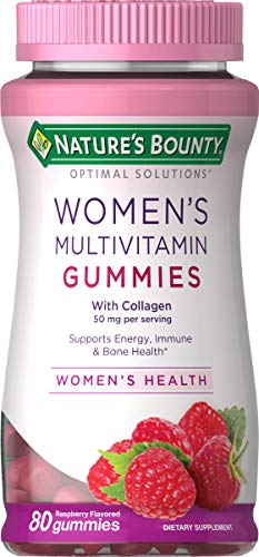 Nature's Bounty Women's Multivitamin by Optimal Solutions, Gummies for Immune Support, Energy Suppoprt, Bone Health, Raspberry Flavor, 80 Count