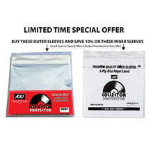 Load image into Gallery viewer, Premium Record Sleeves For Your 12&quot; Record Covers. (100) Crystal Clear No Haze Outer Record Sleeves With Resealable Flap For Complete Protection Of Your Album Covers

