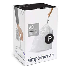 Load image into Gallery viewer, simplehuman Code P Custom Fit Drawstring Trash Bags, 50-60 Liter / 13-16 Gallon, White, 60 Count
