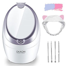 Load image into Gallery viewer, OKACHI GLIYA Facial Steamer 4 in 1 Nano Face Steamer - Professional &amp; Safe Steamer - Humidifier - Unclogs Pores &amp; Blackheads Deep Cleansing - Double Mirror for Easy Makeup Skincare Tool (Gold)
