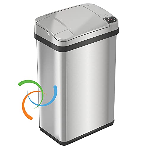 iTouchless 4 Gallon Sensor Trash Can with Odor Filter and Fragrance, Touchless Automatic Stainless Steel Waste Bin, Perfect for Office and Bathroom