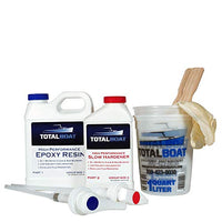 TotalBoat High Performance Epoxy Kit, Crystal Clear Marine Grade Resin and Hardener for Woodworking, Fiberglass and Wood Boat Building and Repair (Quart, Slow)