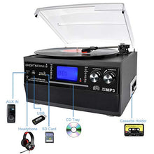Load image into Gallery viewer, DIGITNOW Bluetooth Record Player Turntable with Stereo Speaker, LP Vinyl to MP3 Converter with CD, Cassette, Radio, Aux in and USB/SD Encoding, Remote Control
