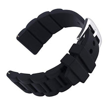 Load image into Gallery viewer, 24mm Black Silicone Rubber Watch Strap Band Stainless Steel Buckle for Fossil Watch
