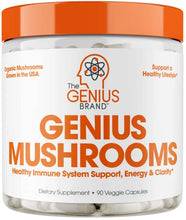Load image into Gallery viewer, Genius Mushroom  Lions Mane, Cordyceps and Reishi  Immune System Booster &amp; Nootropic Brain Supplement  Wellness Formula for Natural Energy, Stress Relief, Memory &amp; Liver Support, 90 Veggie Pills
