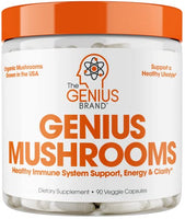 Genius Mushroom  Lions Mane, Cordyceps and Reishi  Immune System Booster & Nootropic Brain Supplement  Wellness Formula for Natural Energy, Stress Relief, Memory & Liver Support, 90 Veggie Pills