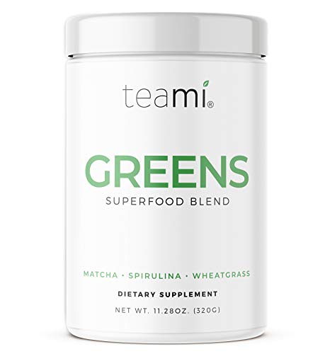 Teami Greens Superfood Powder, Immune Support Supplement, Super Greens Powder with Super Green Mixed Veggie Ingredients, Green Juice with Spirulina, Spinach, Kale, and Acai for Delicious Smoothie Mix