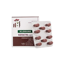Load image into Gallery viewer, Klorane KERATINcaps Dietary Supplements with Biotin, Quinine, B Vitamins, for Thicker, Healthier Hair &amp; Nails, Caffeine-Free, 60 day supply

