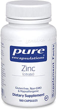 Load image into Gallery viewer, Pure Encapsulations Zinc (Citrate) | Supplement to Support Immune System, Reproductive Health, and Tissue Development and Repair* | 180 Capsules
