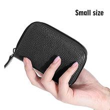 Load image into Gallery viewer, MaxGear Leather Credit Card Holder Credit Card Wallet with Zipper Genuine Leather Credit Card Protector RFID Small Zip Around Wallet Black
