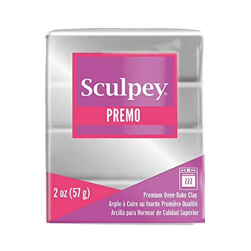 Sculpey Premo Polymer Oven-Bake Clay, Silver, Non Toxic, 2 oz. bar, Great for jewelry making, holiday, DIY, mixed media and home dcor projects. Premium clay perfect for clayers and artists.