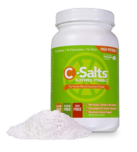 C-Salts Buffered Vitamin C Powder Drink Mix (8oz) 1000mg  4000mg, Non GMO, Corn Free, High Dose Antioxidant Immune Support, Gentle on The Stomach