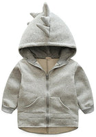 BANGELY Baby Boys Long Sleeve Cartoon Dinosaur Hooded Jacket Zip-up Sweatshirt Coats Size 3T/90cm (Grey)