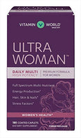 Vitamin World Ultra Woman Daily Multivitamins 180 Caplets, High Potency, Full Spectrum Multi-Nutrient, Hair Skin Nails, Timed Release, Gluten Free, Coated