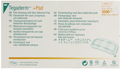 3M Tegaderm +Pad Film Dressing with Non-Adherent Pad 3590, Dressing size 3 1/2 IN x 8 IN, Pad size 1 3/4 IN x 6 IN