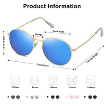Load image into Gallery viewer, SOJOS Small Round Polarized Sunglasses for Women Men Classic Vintage Retro Shades UV400 SJ1014, Blue
