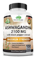 Organic Ashwagandha 2,100 mg - 100 Vegan Capsules Pure Organic Ashwagandha Powder and Root Extract - Stress Relief, Mood Enhancer, Immune & Thyroid Support