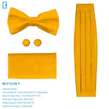 Load image into Gallery viewer, Yellow Silk pre-tied Bow Ties For Men Handkerchiefs Cufflinks and cummerbund Set With Gift Box CM1020 Yellow
