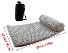 Load image into Gallery viewer, Acupressure Mat and Pillow Set Yoga Back and Neck Pain Relief Relieves Stress, Back, Neck, and Sciatic Pain with a Vinyl Carry Bag for Storage and Travel (Gray)

